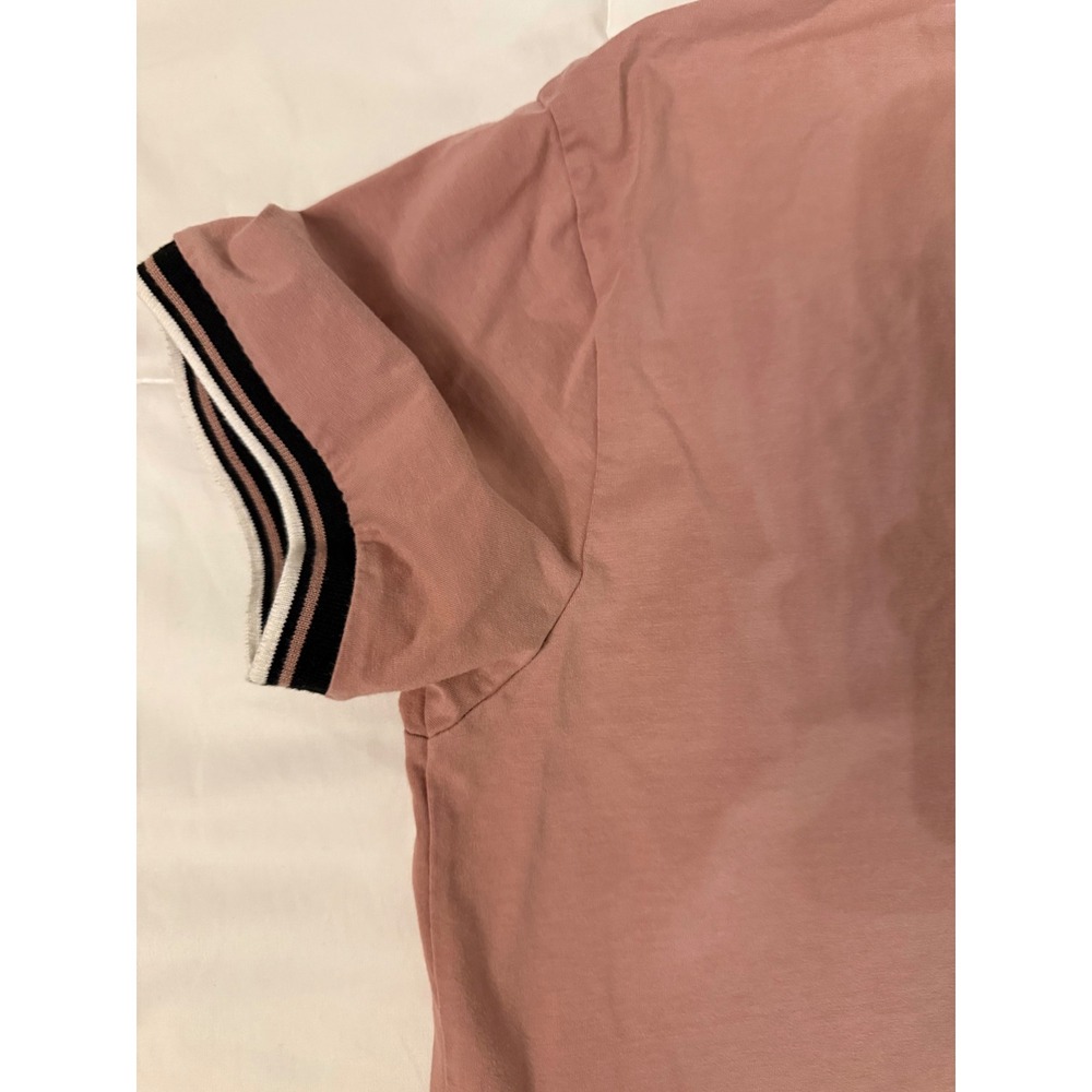 Nick Danger Mens XL Pink Short Sleeve Henley Shirt Striped Trim Cotton Blend - Picture 7 of 9